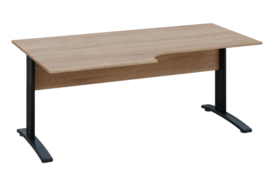 ERK 18 - 188 stůl kancelářský, rohový, levý, kovová podnož černá, deska 18 mm, široký 1800 mm, dub bardolino